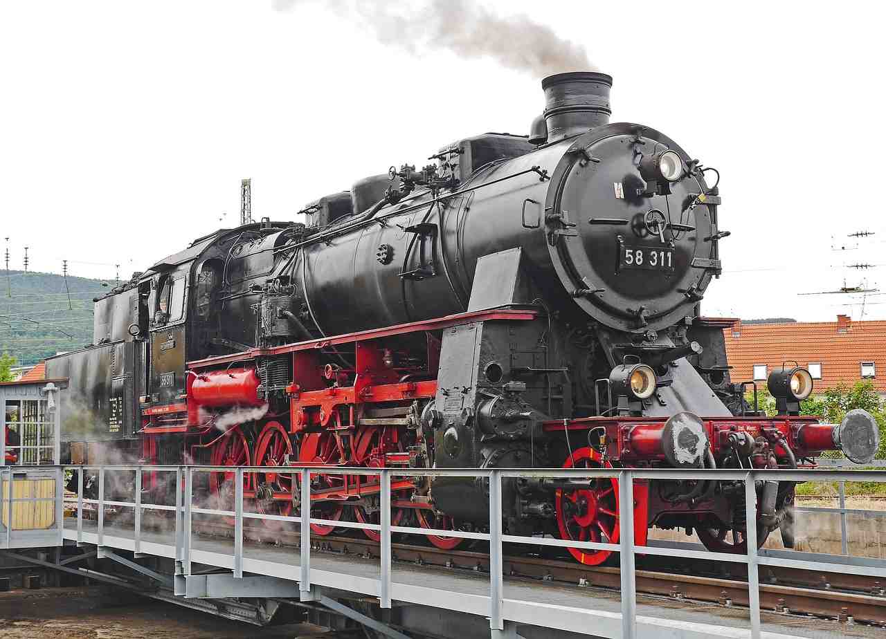 locomotive à vapeur, moyeu, chemin de fer